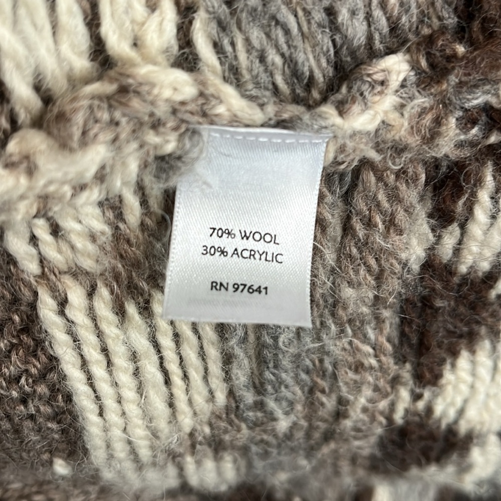 Vintage J.Jill Fair Isle Raglan Sleeve Wool Blend Chunky Knit Cardigan - Picture 6 of 10